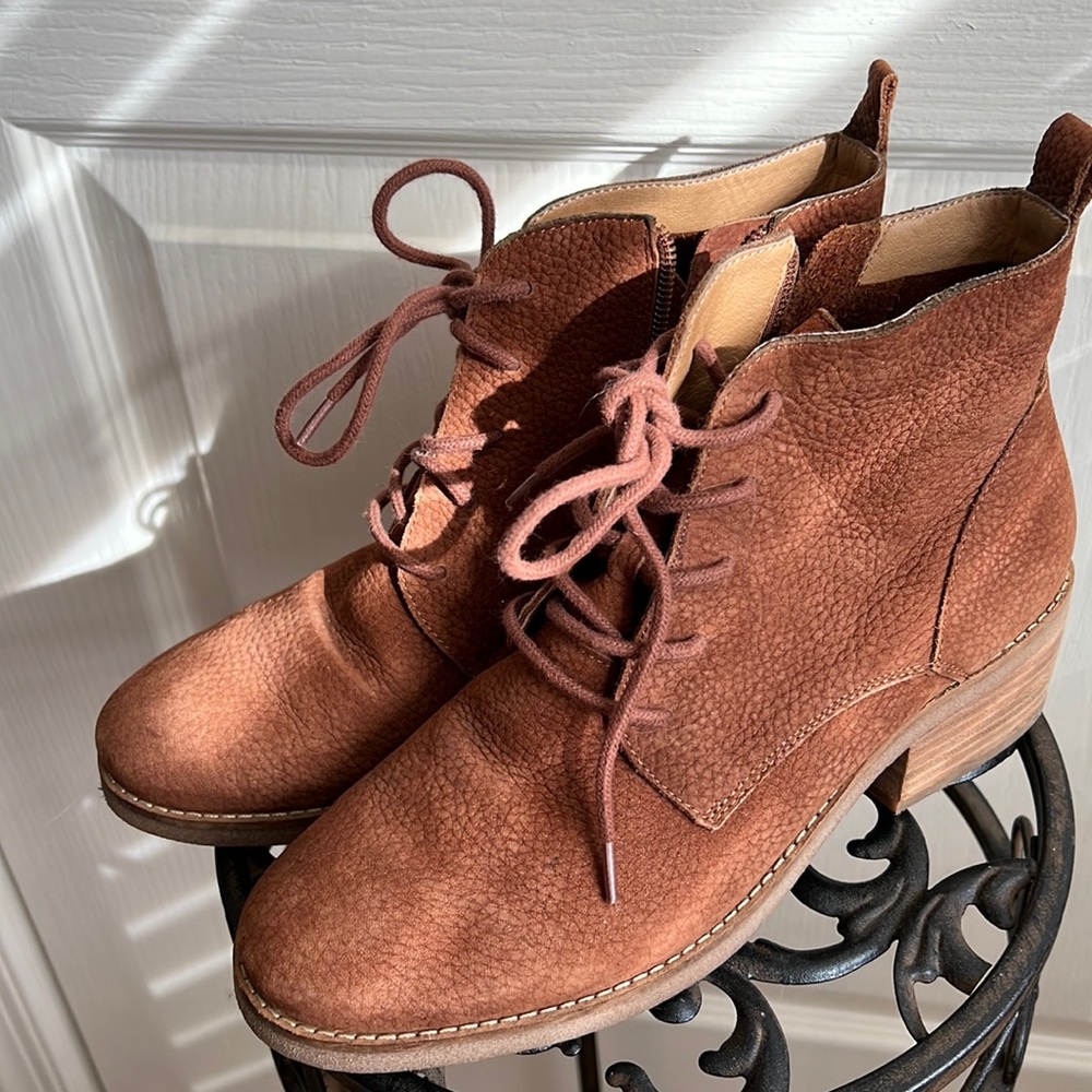 Lucky Brand Leather Zip Up Lace Booties